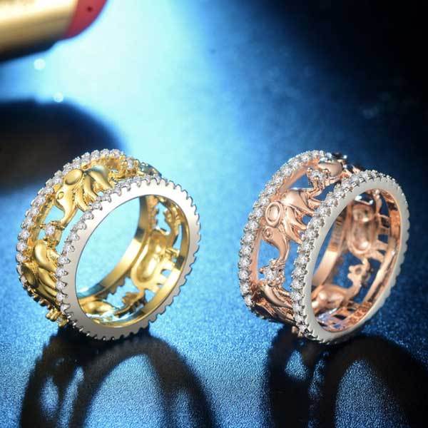 Stone Studded Elephant Ring