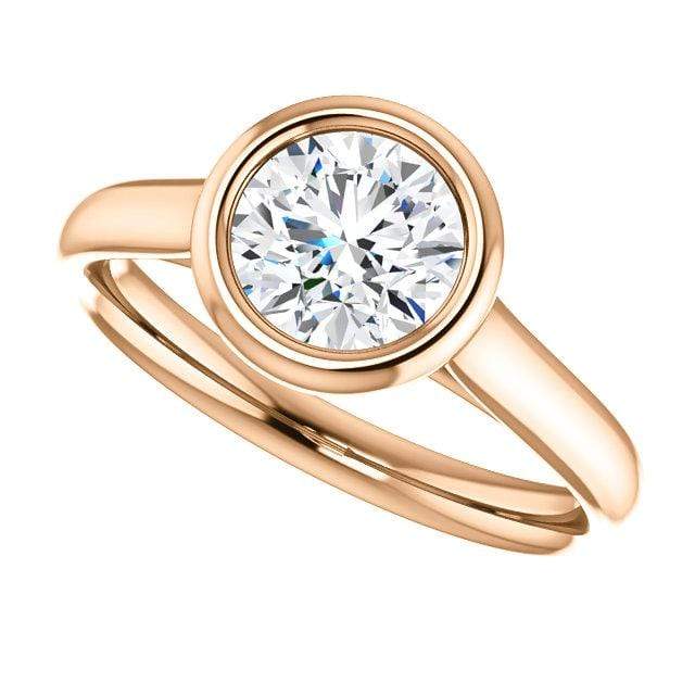 Olivia Ring - Round Moissanite Full Bezel Cathedral Band Solitaire Engagement Ring