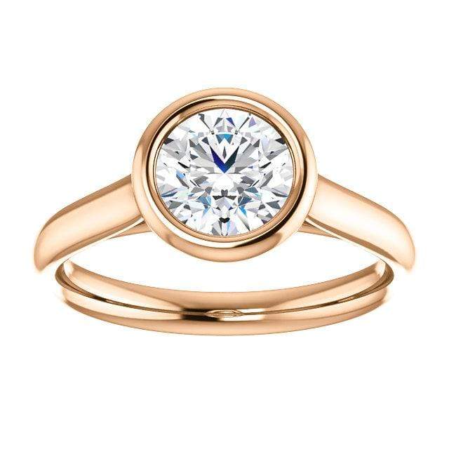 Olivia Ring - Round Moissanite Full Bezel Cathedral Band Solitaire Engagement Ring
