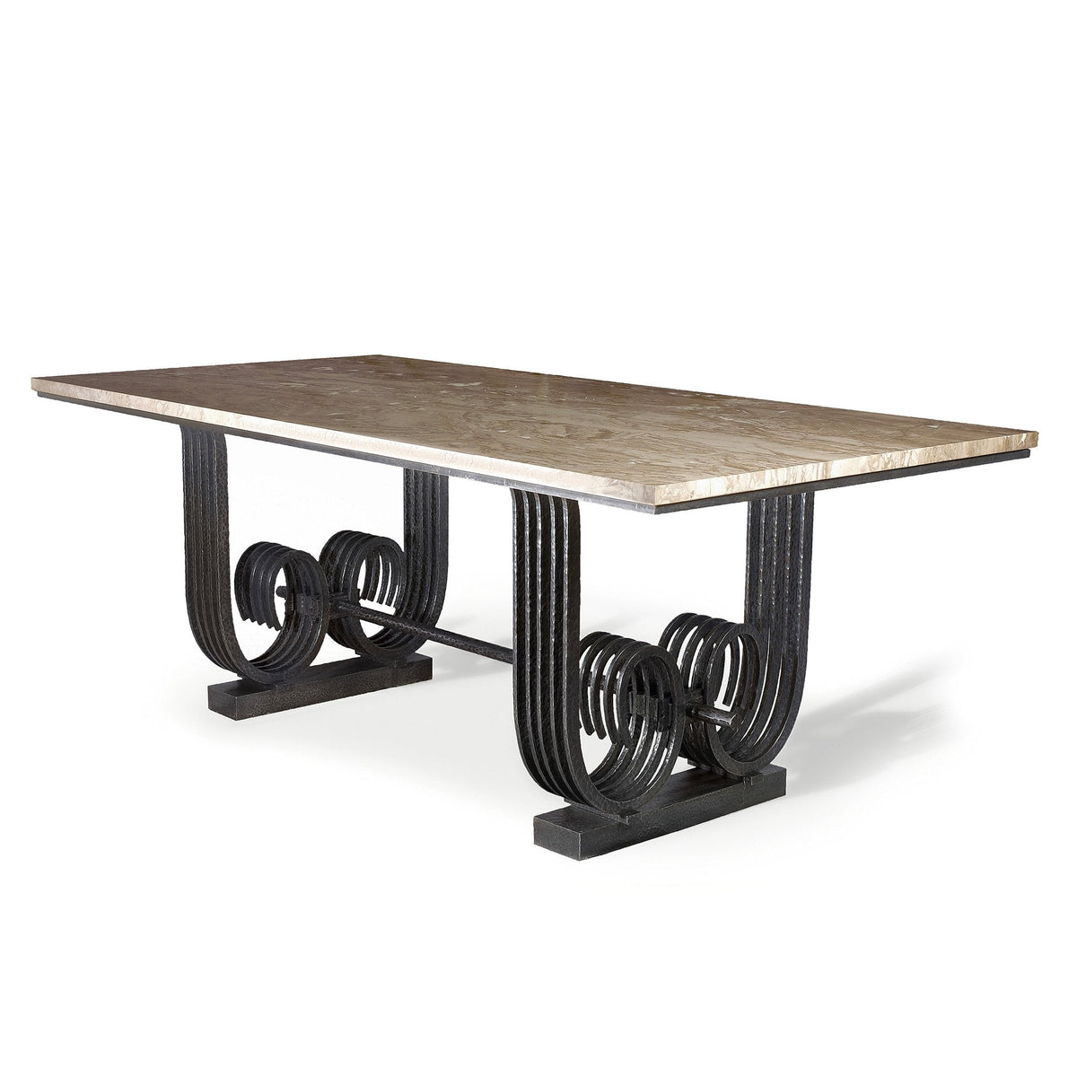 Raymond Subes Wrought Iron and Marble Table