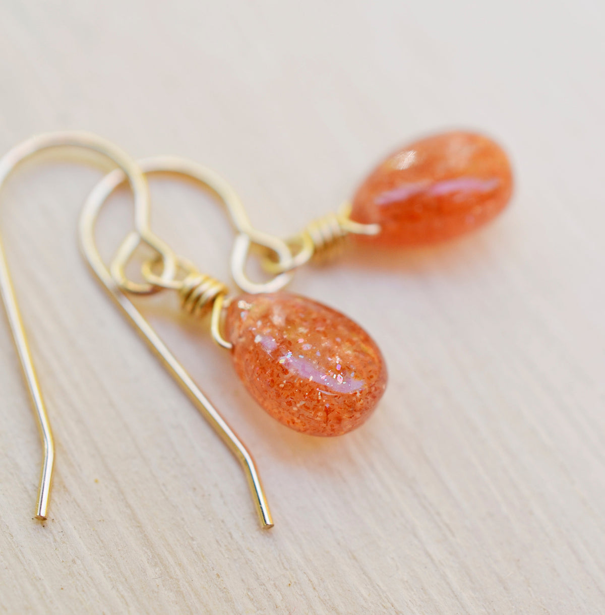 Sunstone Droplet Earrings