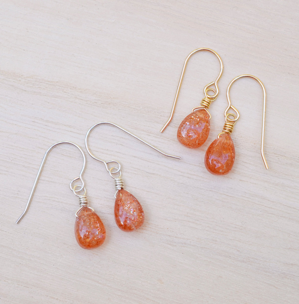 Sunstone Droplet Earrings