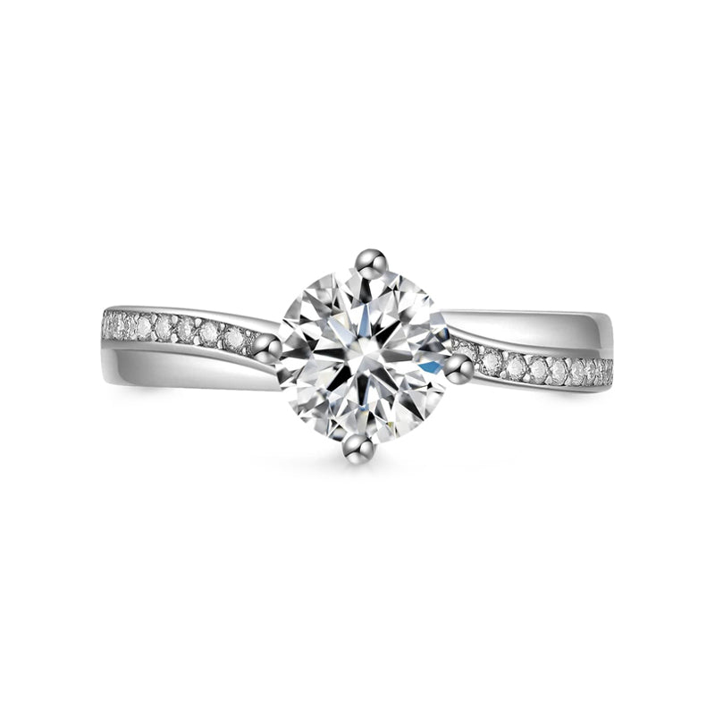 Swirl Bypass Moissanite Pave Engagement Ring