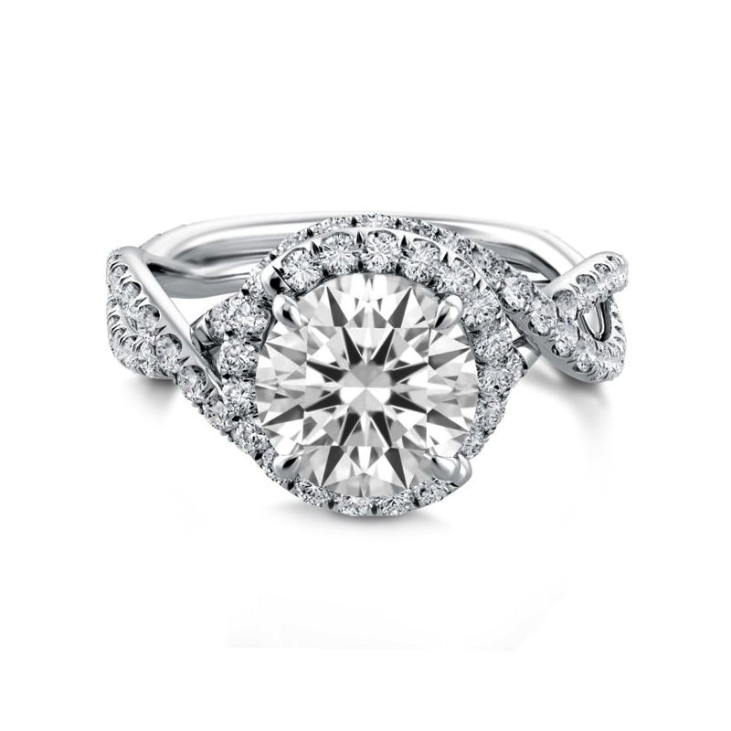 Swirl Halo Moissanite Twisted Pave Engagement Ring