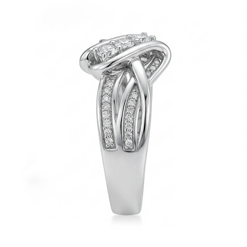 Swirl Interlocking Criss-Cross Moissanite Wedding Band Ring