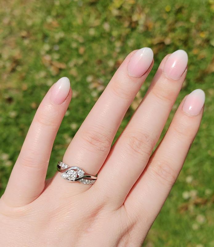 Swirl Three Stone Moissanite Twisted Pave Gold Engagement Ring