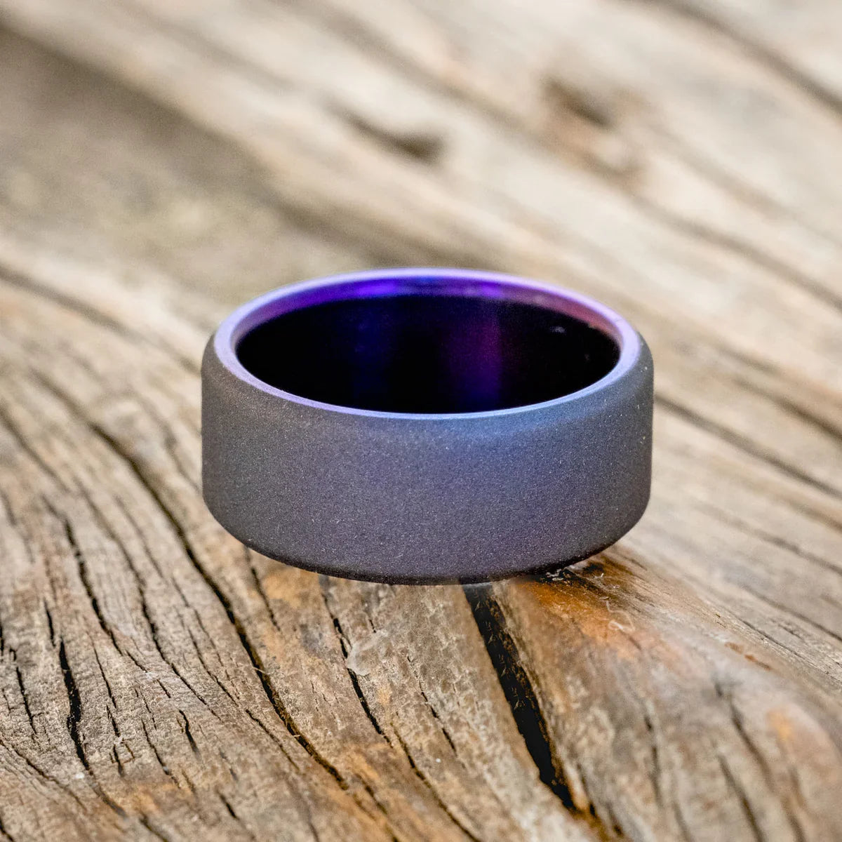 Fire-Treated Titanium Wedding Ring With Sandblasted Finish - Titanium (8mm) - Size 10 3/4