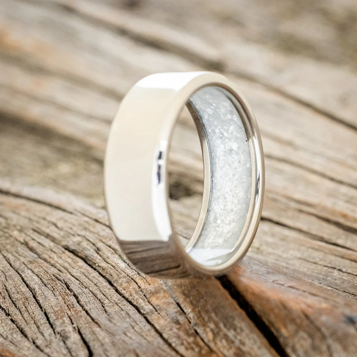 "Hyperion" - Diamond Dust Lined Wedding Band - Titanium (8mm) - Size 10
