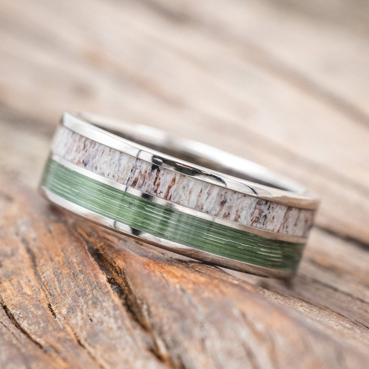 "Dyad" - Antler & Fishing Line Wedding Band