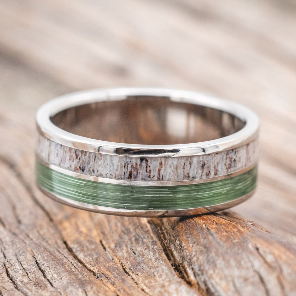 "Dyad" - Antler & Fishing Line Wedding Band