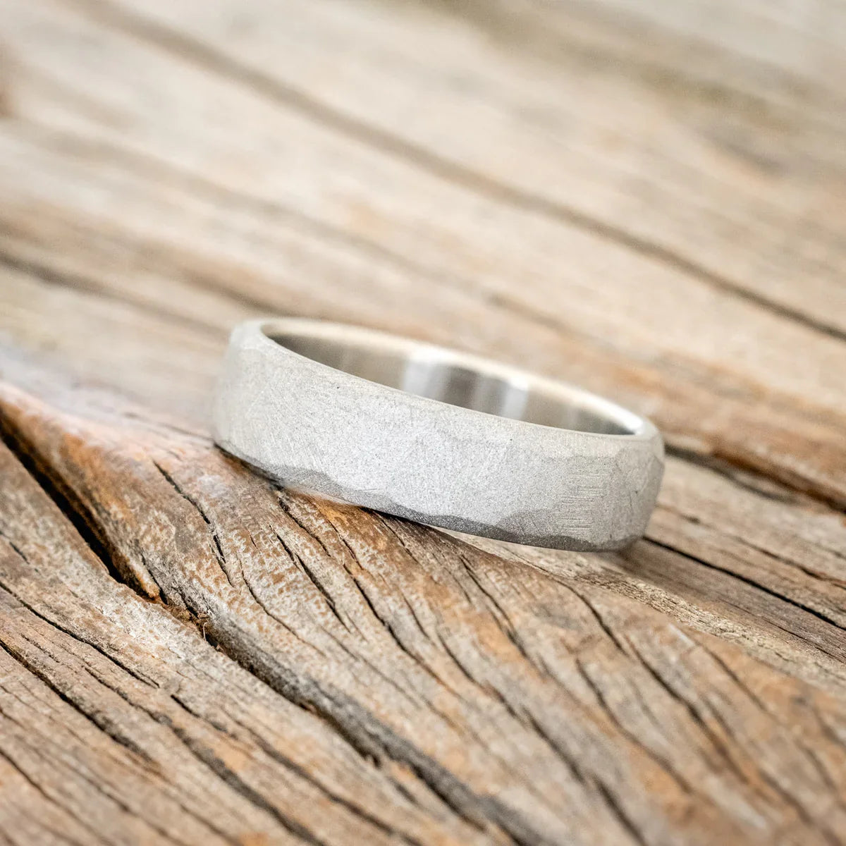 Faceted Wedding Ring With Sandblasted Finish - Titanium (6mm) - Size 9