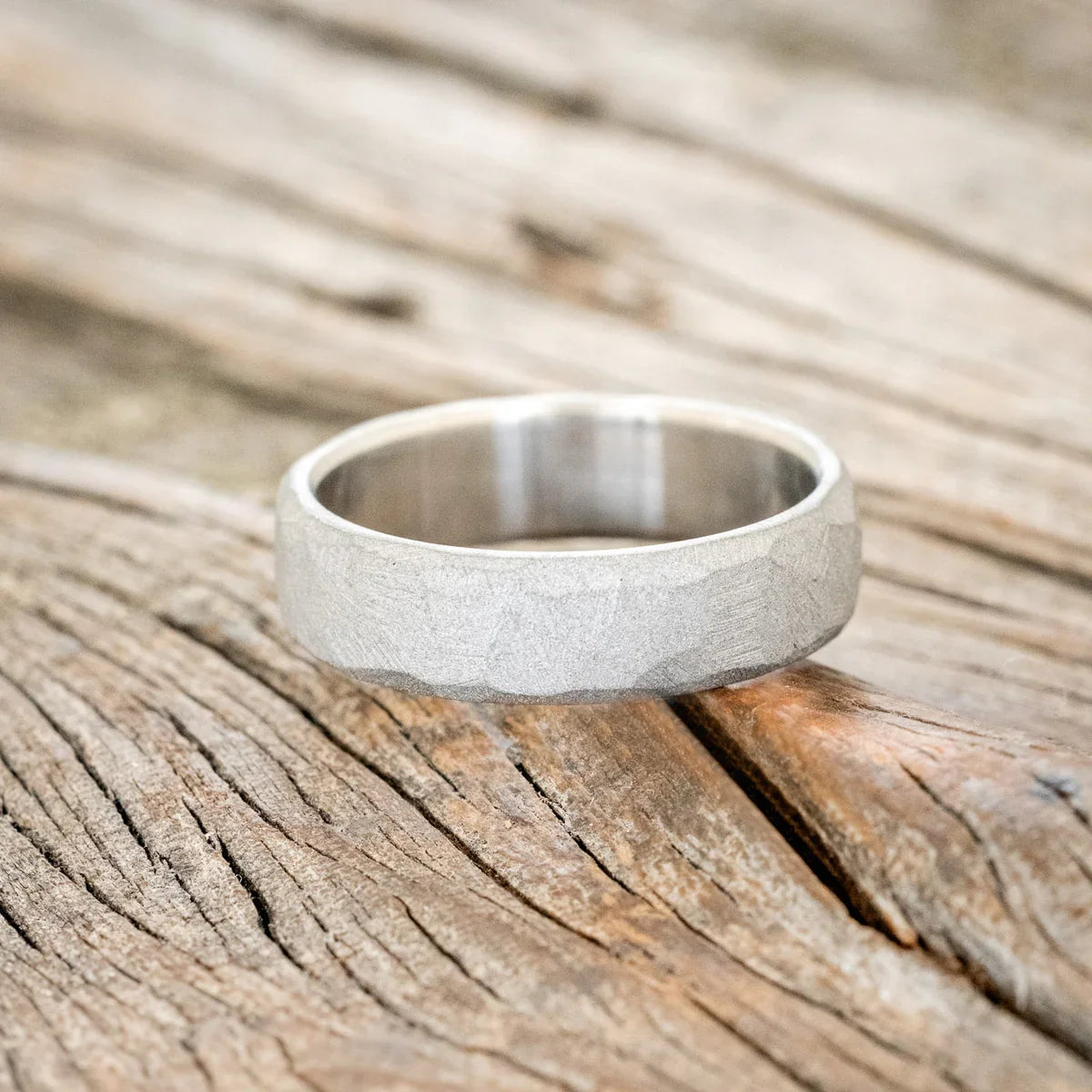 Faceted Wedding Ring With Sandblasted Finish - Titanium (6mm) - Size 9
