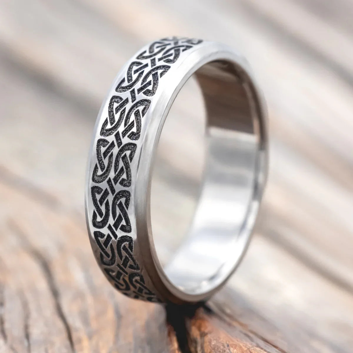 Celtic Love Knot Engraved Wedding Band - Titanium (6mm)- Size 8 3/4