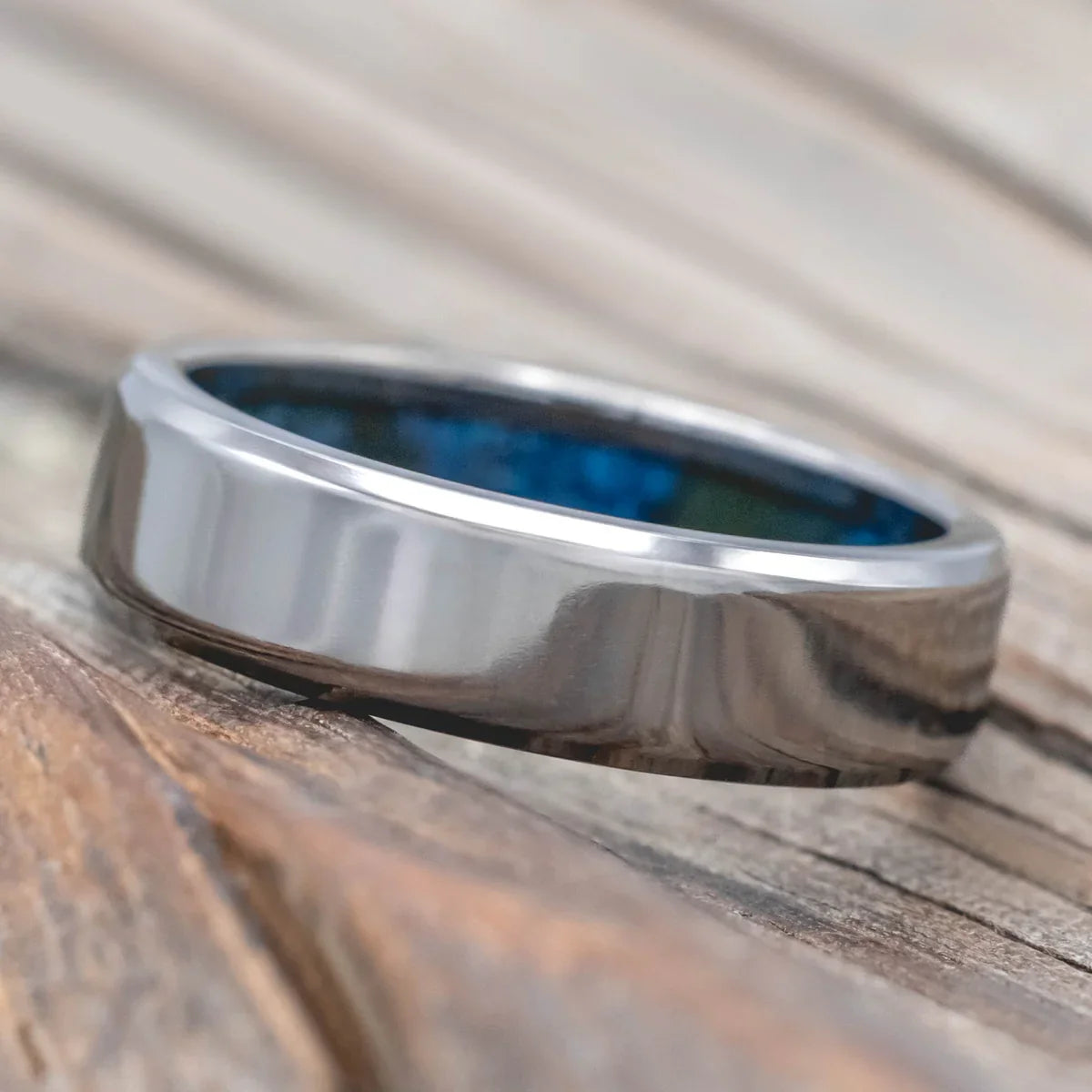 "Hyperion" - Patina Copper Lined Wedding Band - Titanium (6mm) - Size 9