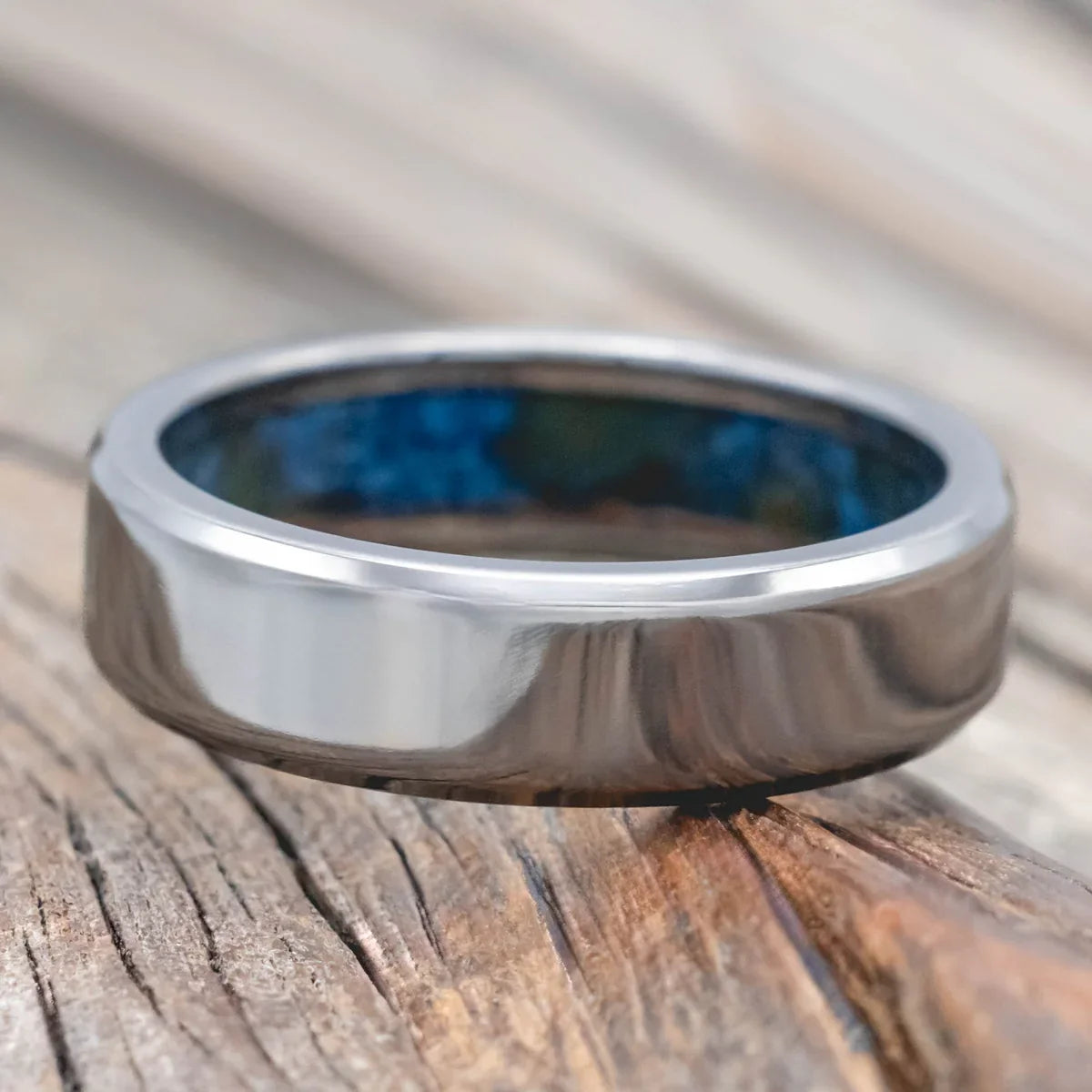 "Hyperion" - Patina Copper Lined Wedding Band - Titanium (6mm) - Size 9
