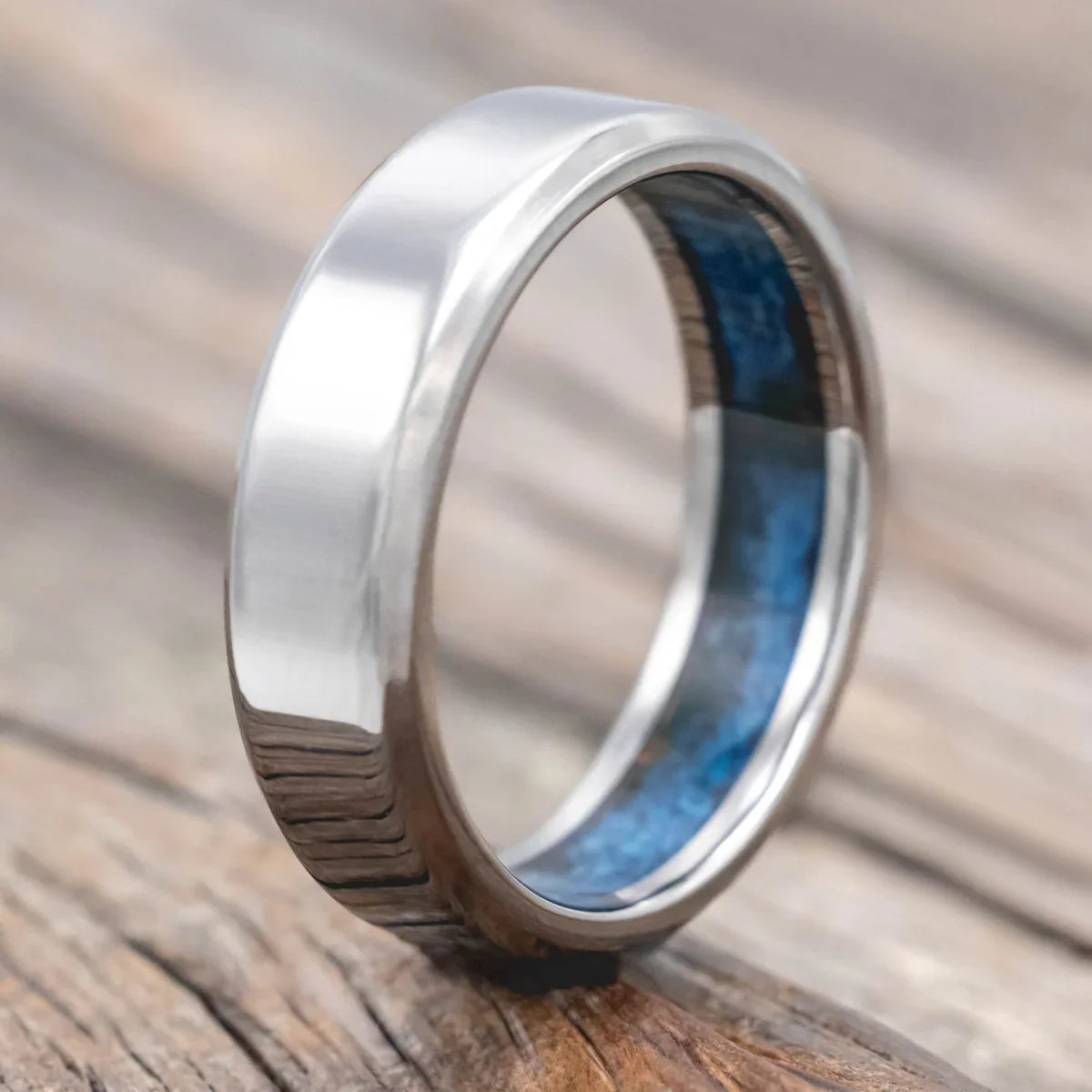 "Hyperion" - Patina Copper Lined Wedding Band - Titanium (6mm) - Size 9