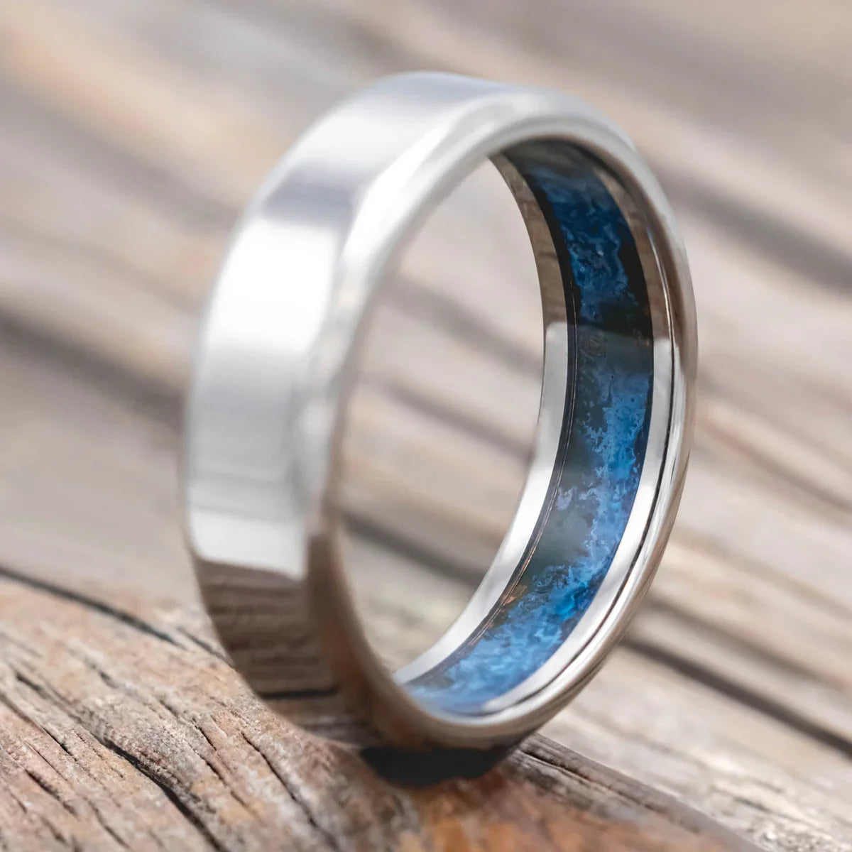 "Hyperion" - Patina Copper Lined Wedding Band - Titanium (6mm) - Size 9