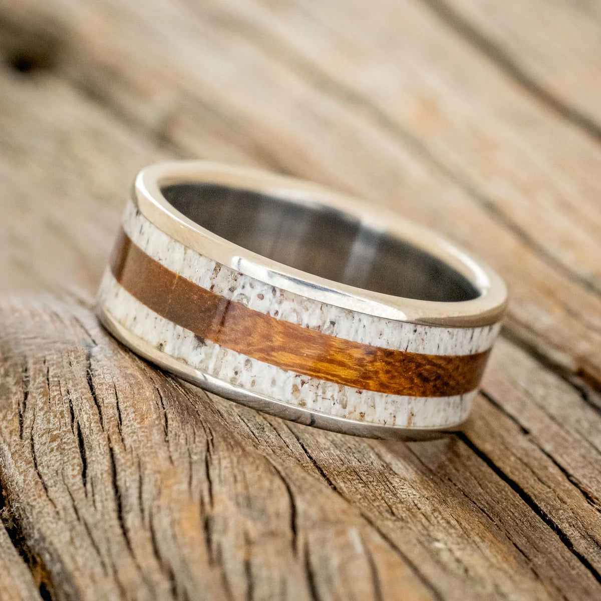 "Rainier" - Antler & Ironwood Wedding Band - Titanium - Size 9 1/4