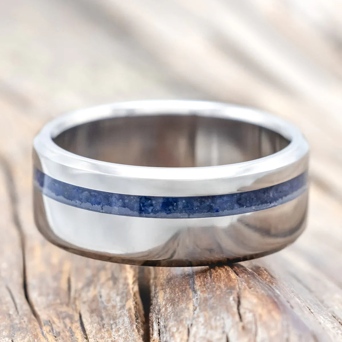 "Vertigo" - Lapis Lazuli Wedding Band - Titanium (8mm) - Size 9