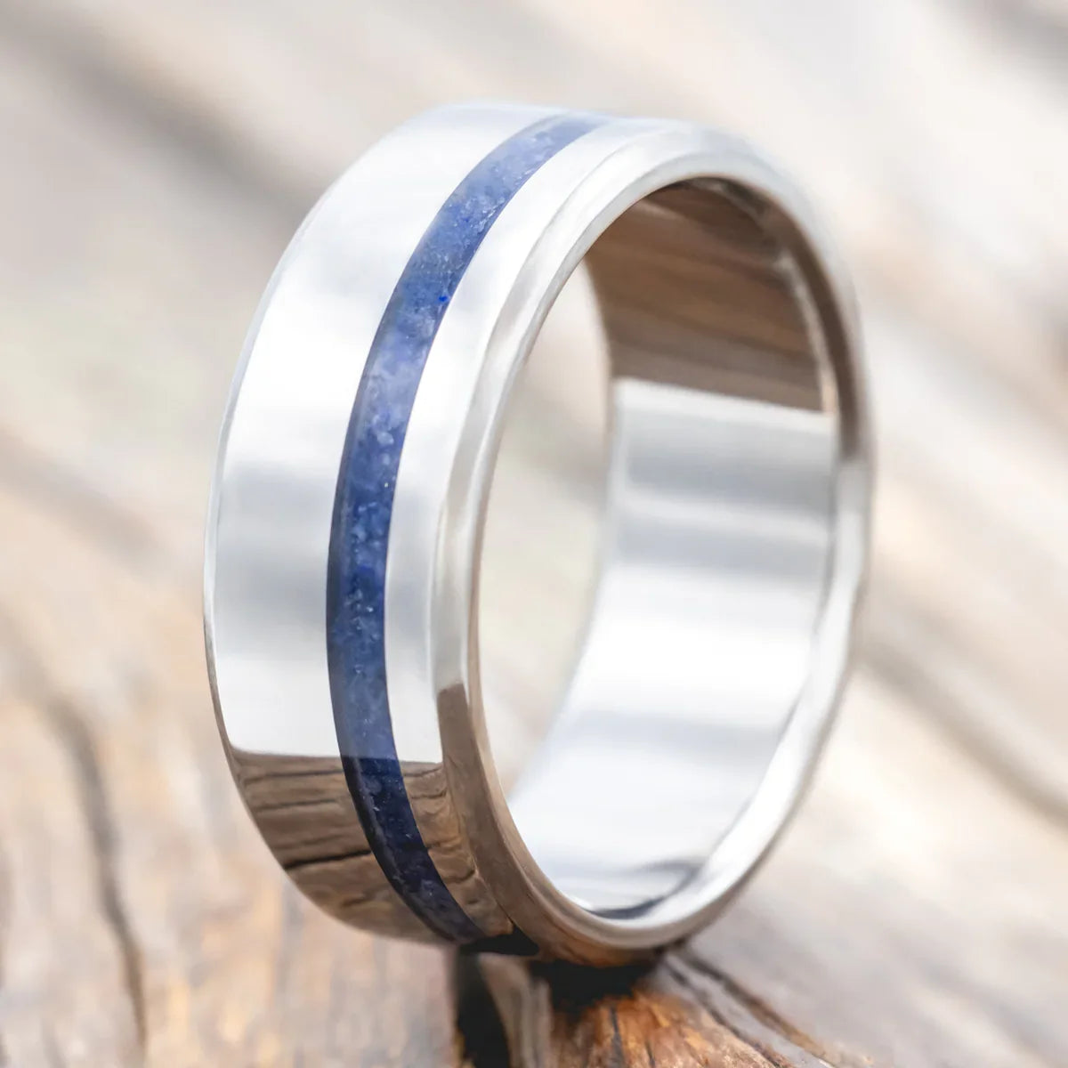 "Vertigo" - Lapis Lazuli Wedding Band - Titanium (8mm) - Size 9