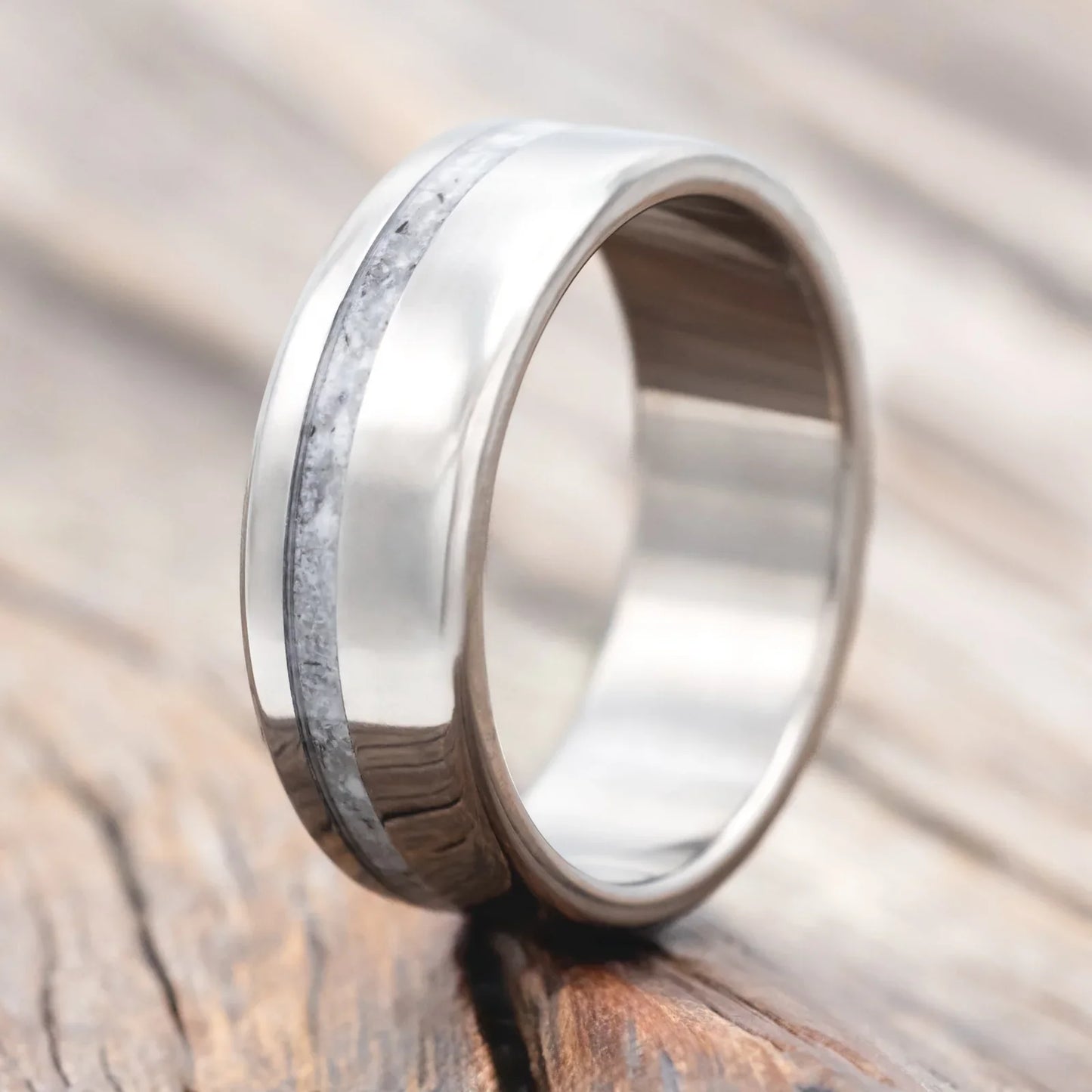 "Vertigo" - Moonstone Wedding Ring - Titanium - Size 10 1/2