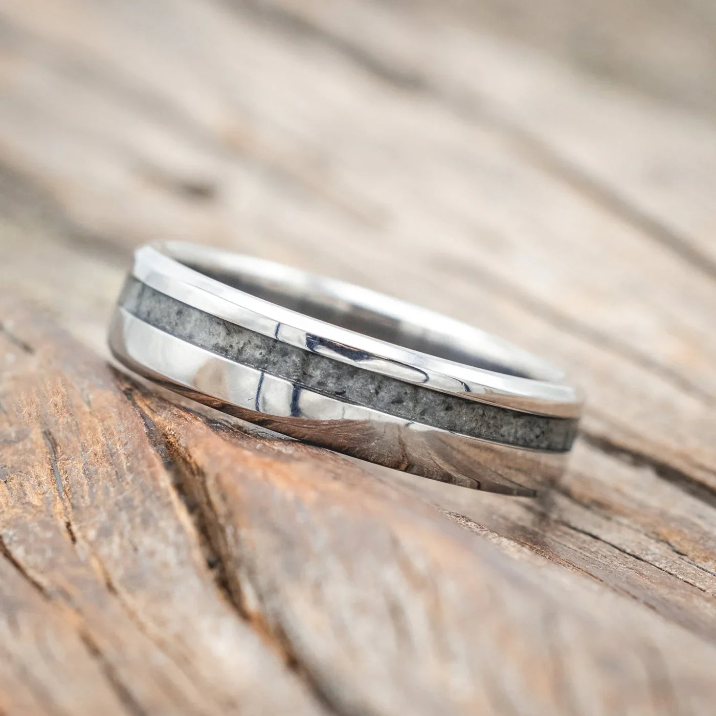 "Vertigo" - Moonstone Wedding Ring - Titanium (6mm) - Size 8 1/4