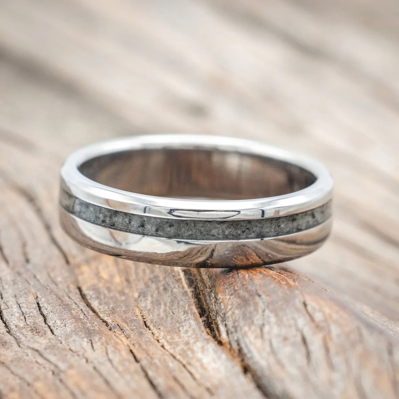 "Vertigo" - Moonstone Wedding Ring - Titanium (6mm) - Size 8 1/4