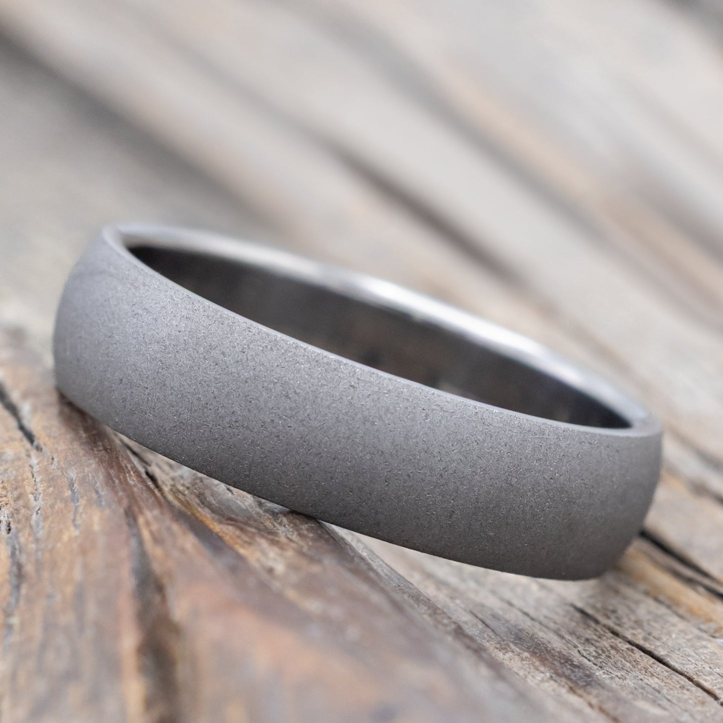 Domed Profile Wedding Band With Sandblasted Finish - Titanium (6mm) - Size 10 1/2