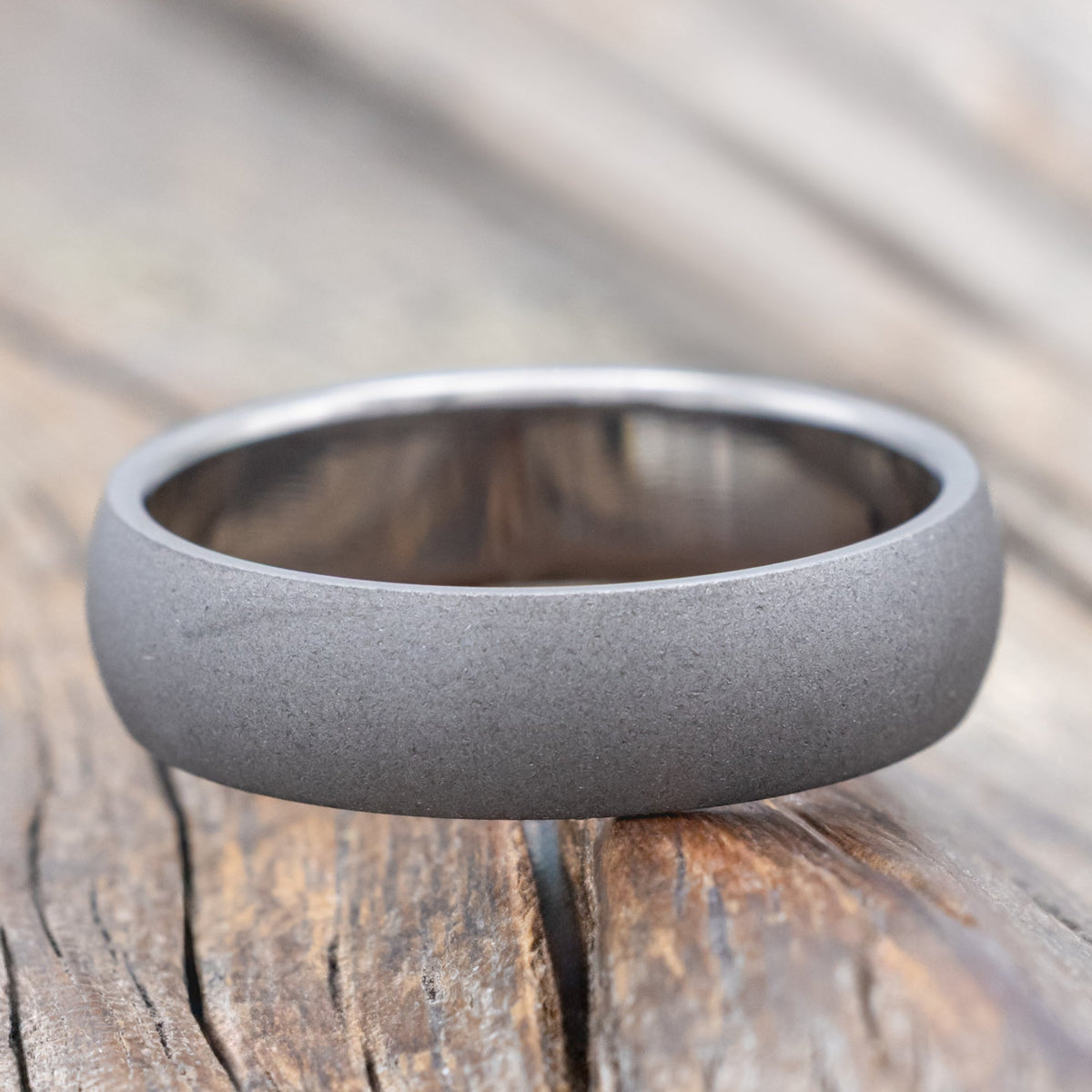 Domed Profile Wedding Band With Sandblasted Finish - Titanium (6mm) - Size 10 1/2