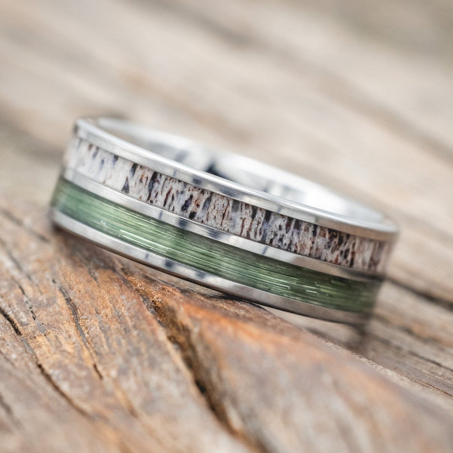 "Dyad" - Antler & Fishing Line Wedding Band