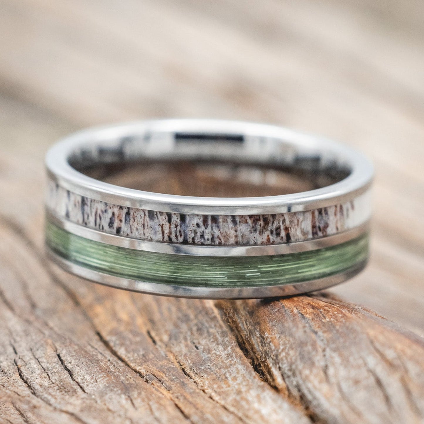 "Dyad" - Antler & Fishing Line Wedding Band
