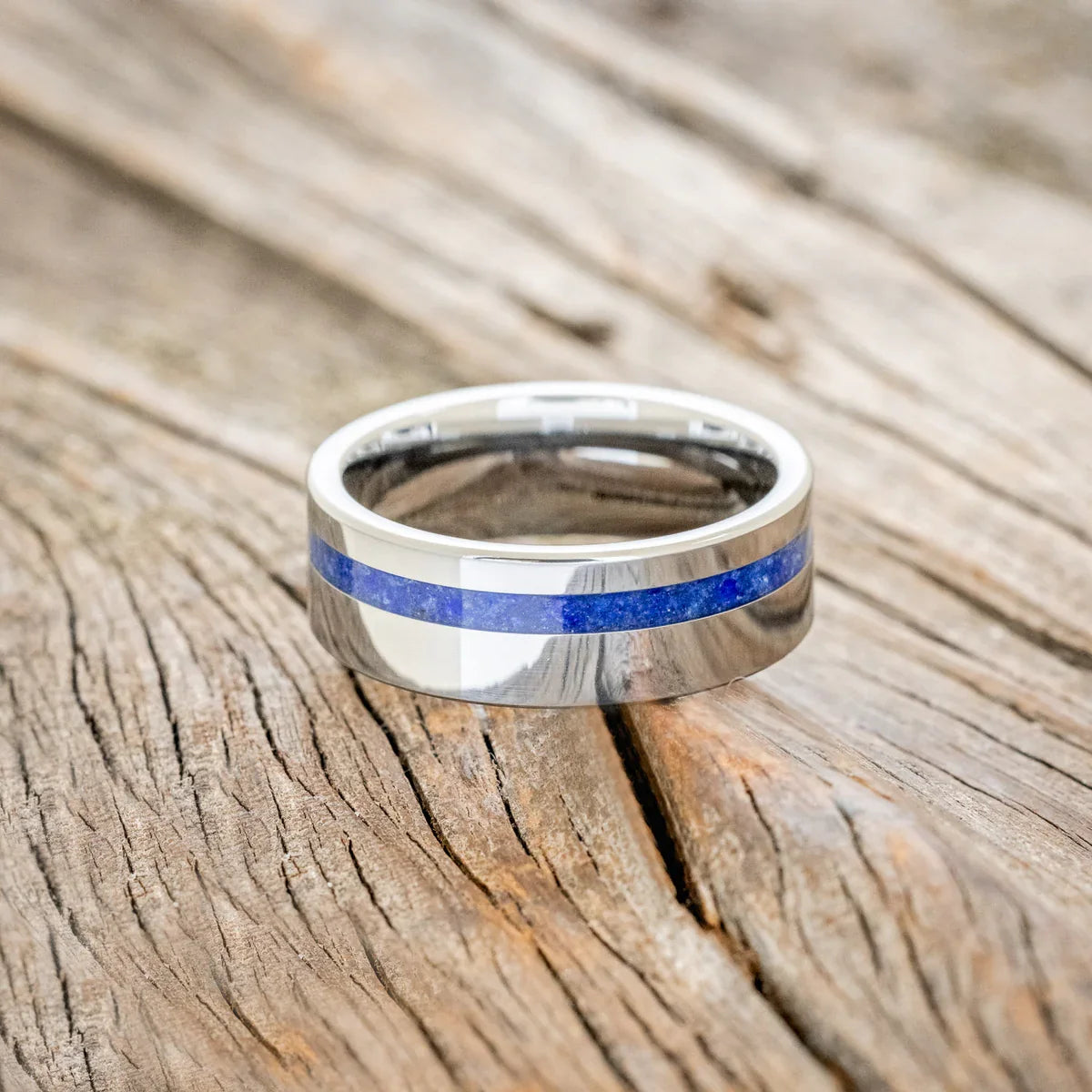 "Vertigo" - Lapis Lazuli Wedding Band - Tungsten (8mm) - Size 9