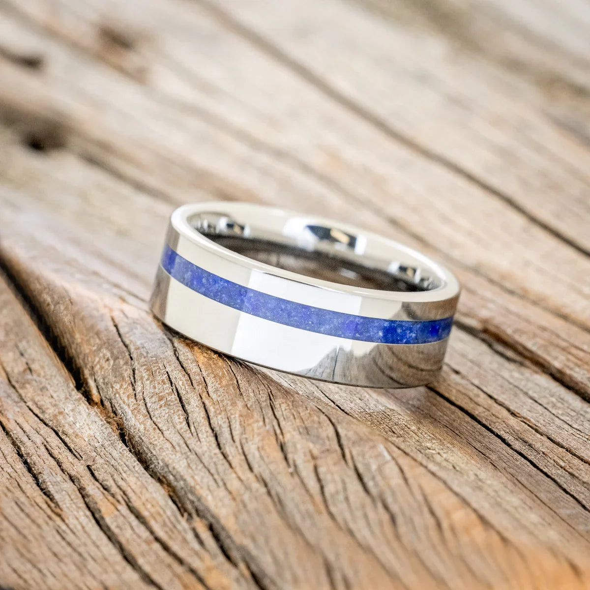 "Vertigo" - Lapis Lazuli Wedding Band - Tungsten (8mm) - Size 9