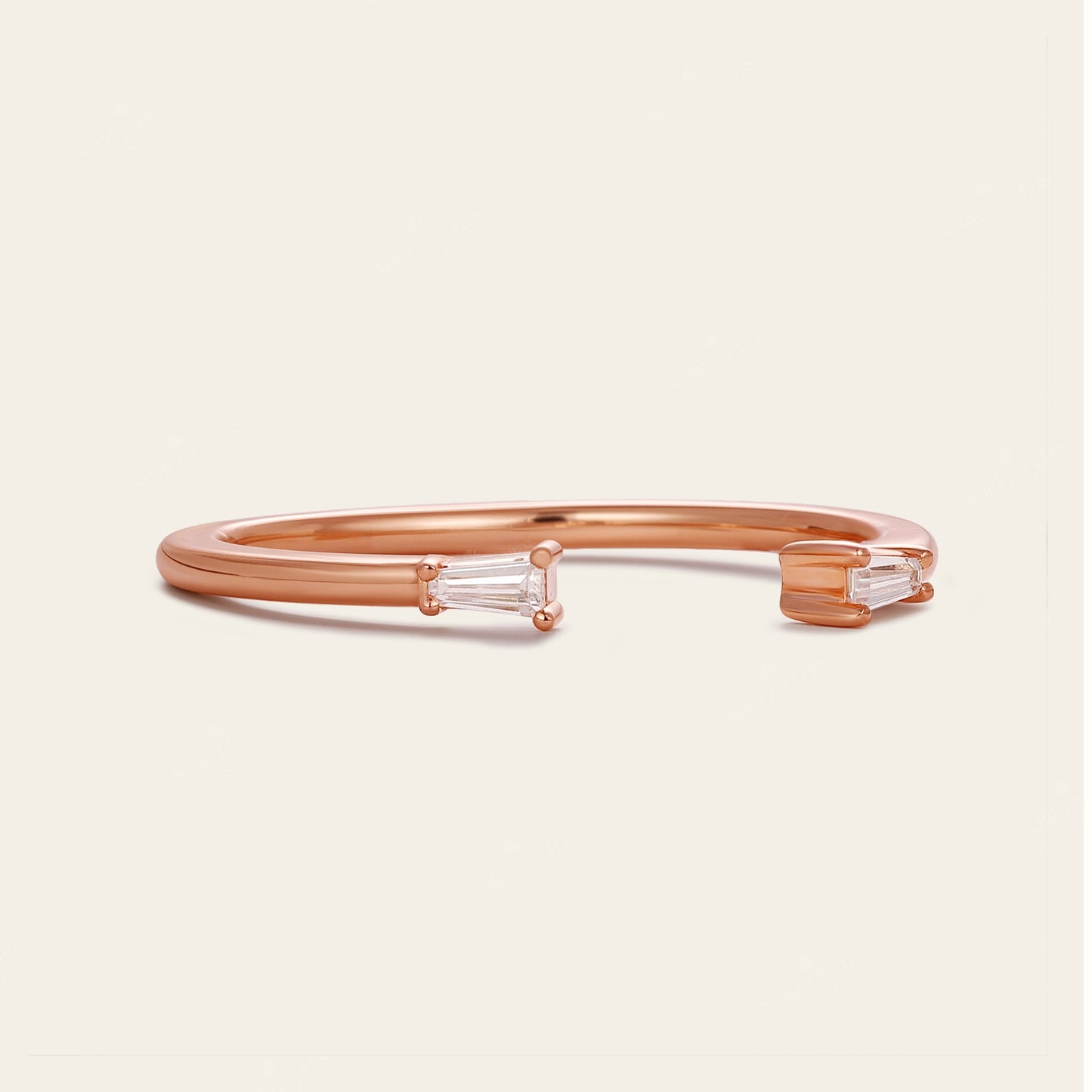 Tapered Baguette Lab Diamond Open Wedding Band