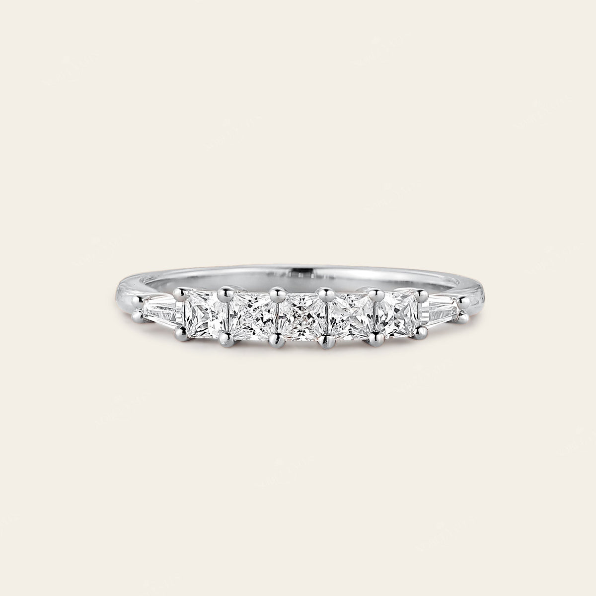 Tapered Baguette & Princess Cut Lab Diamond Wedding Band