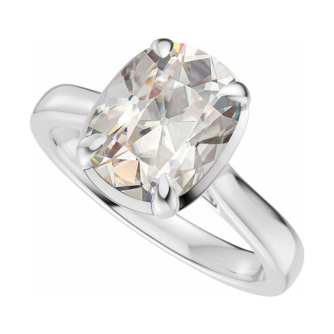 Taylor Solitaire - Elongated Cushion Moissanite Framed Prong Set Engagement Ring