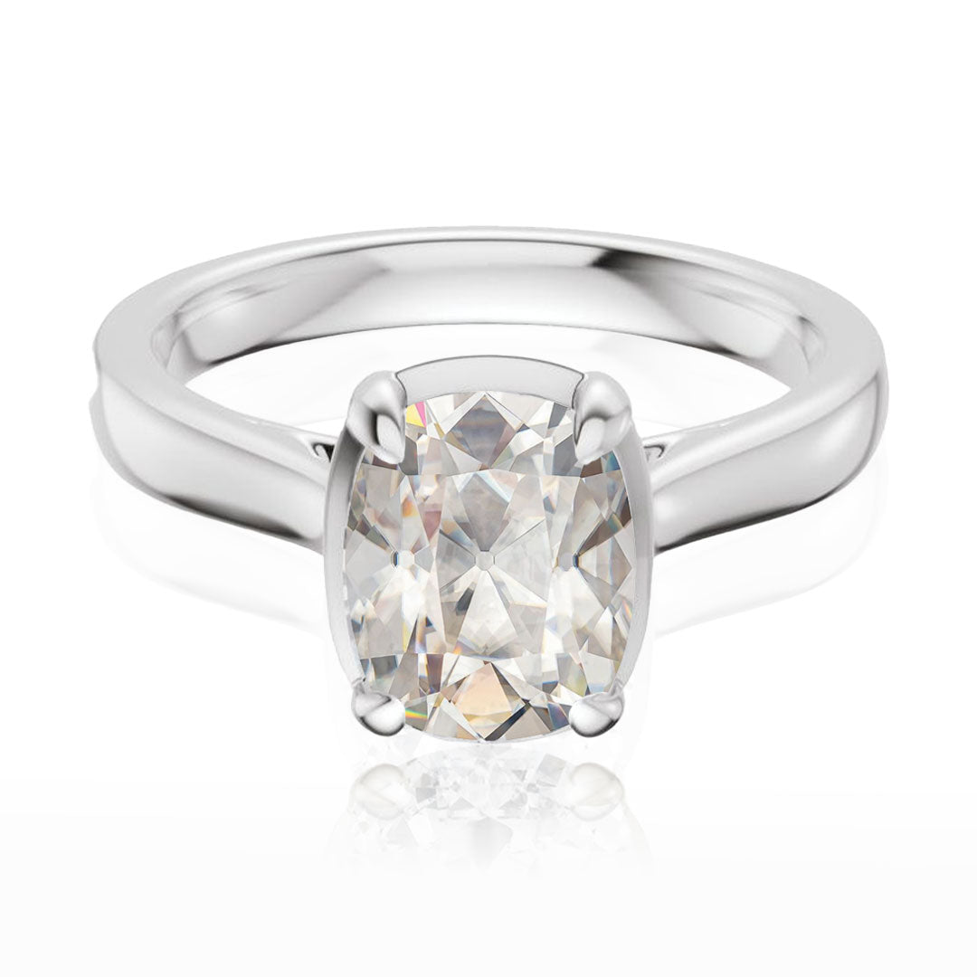 Taylor Solitaire - Elongated Cushion Moissanite Framed Prong Set Engagement Ring