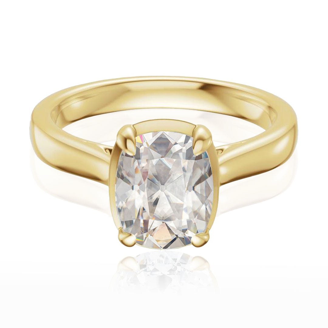 Taylor Solitaire - Elongated Cushion Moissanite Framed Prong Set Engagement Ring