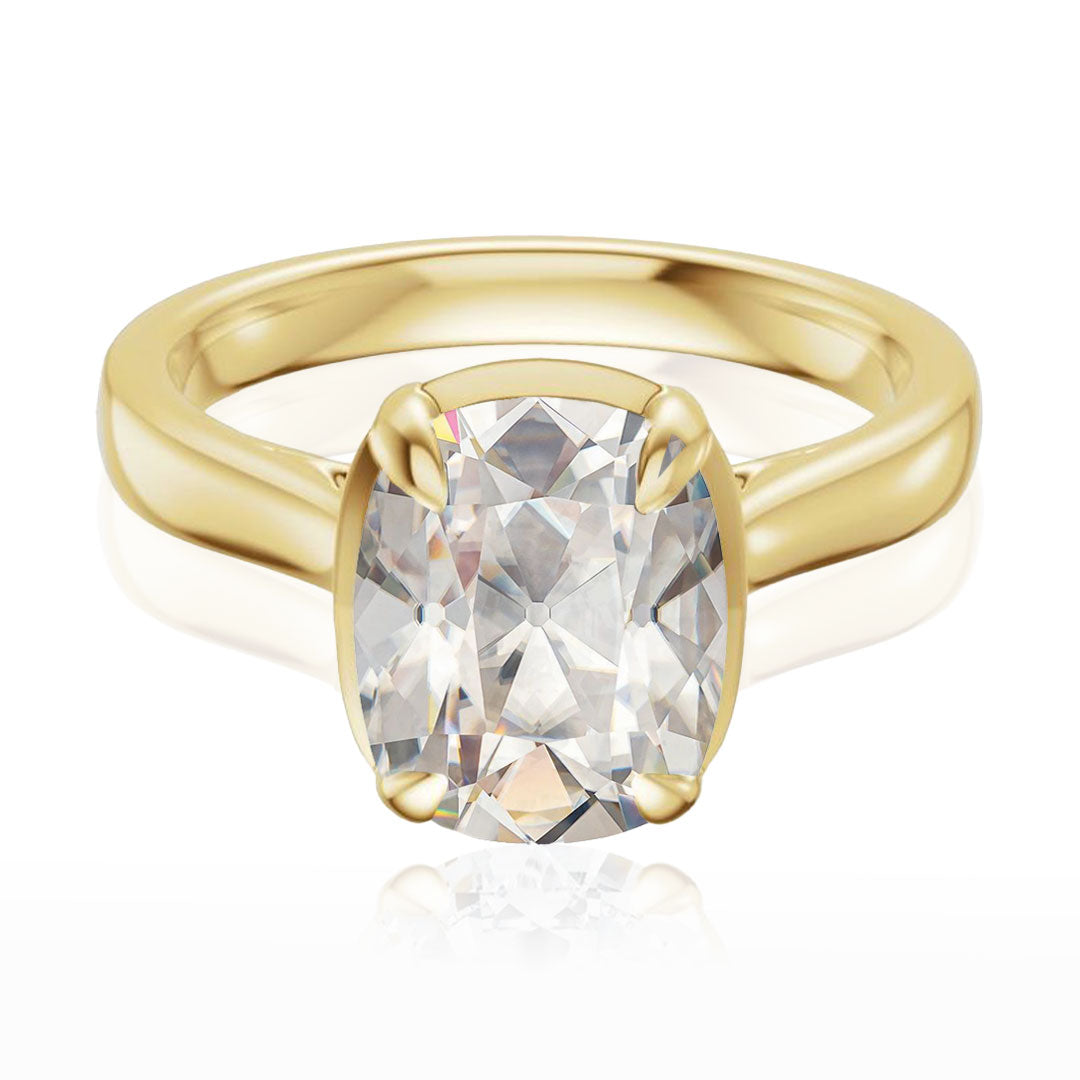 Taylor Solitaire - Elongated Cushion Moissanite Framed Prong Set Engagement Ring