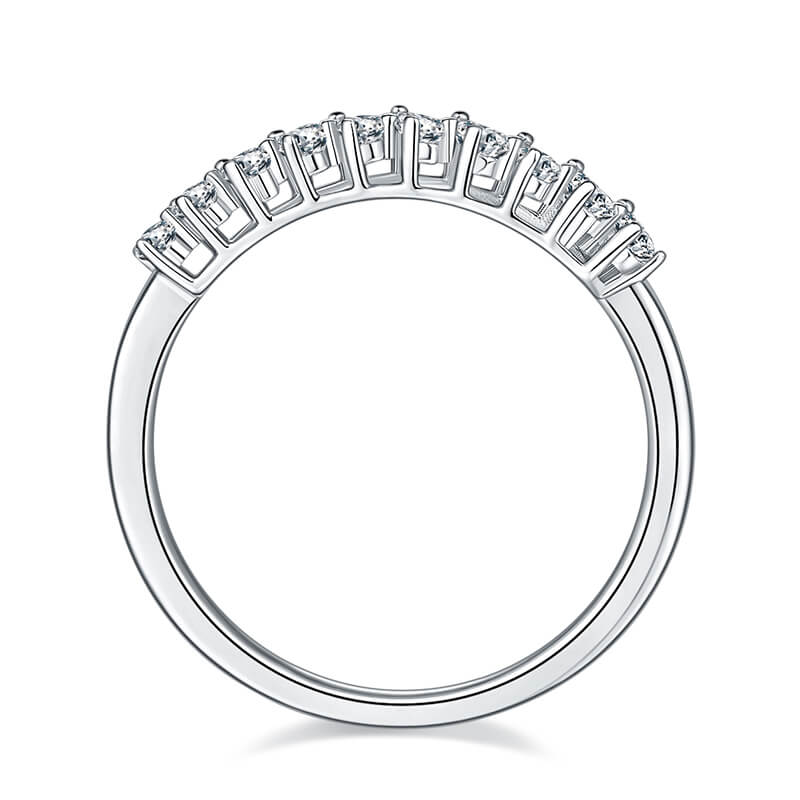 Ten Stone Pear Moissanite Half Eternity Wedding Band Ring