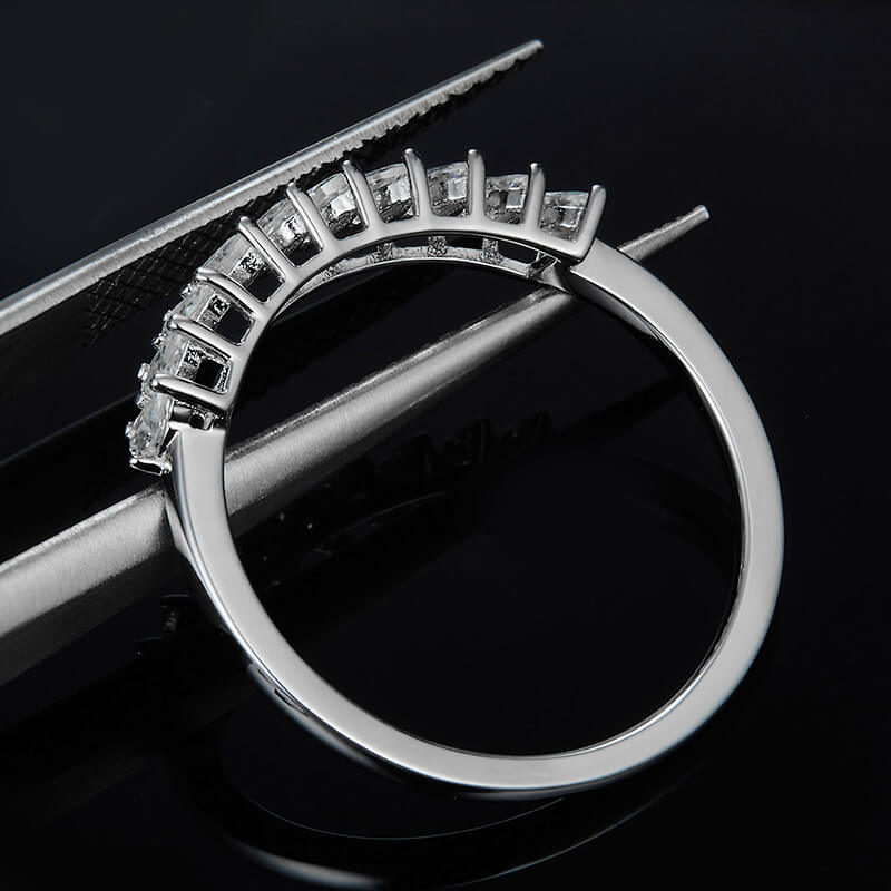 Ten Stone Pear Moissanite Half Eternity Wedding Band Ring