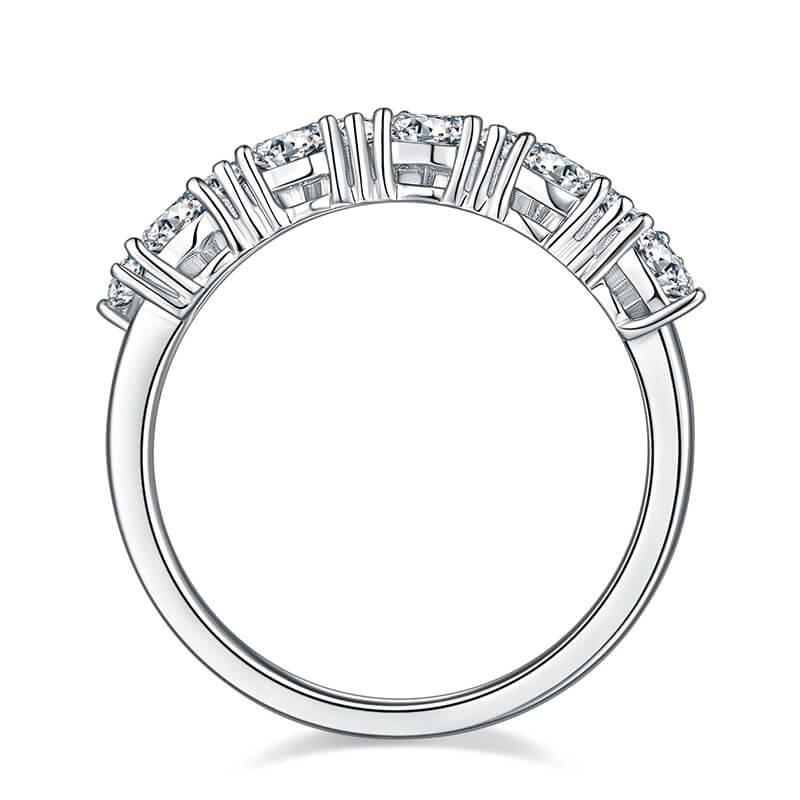 Ten Stone Trillion Moissanite Half Eternity Wedding Band Ring