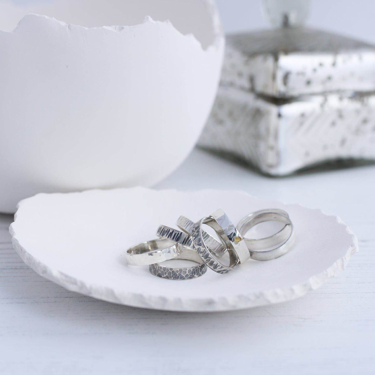 Polished or satin 4mm wide silver ring