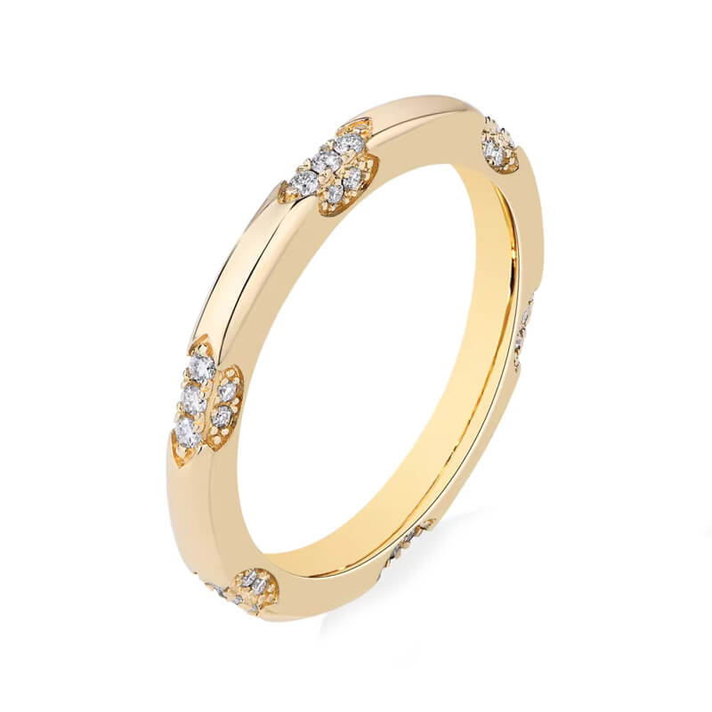 Petite Crown Lace Moissanite Eternity Wedding Band Ring