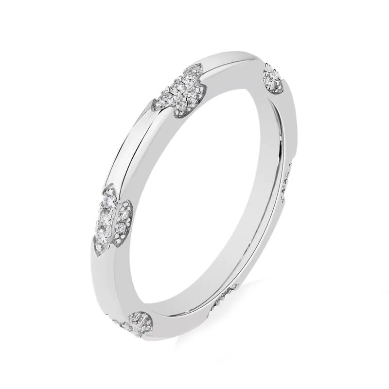 Petite Crown Lace Moissanite Eternity Wedding Band Ring