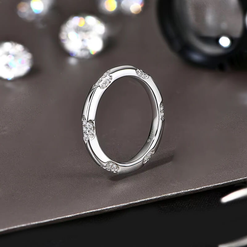 Petite Crown Lace Moissanite Eternity Wedding Band Ring