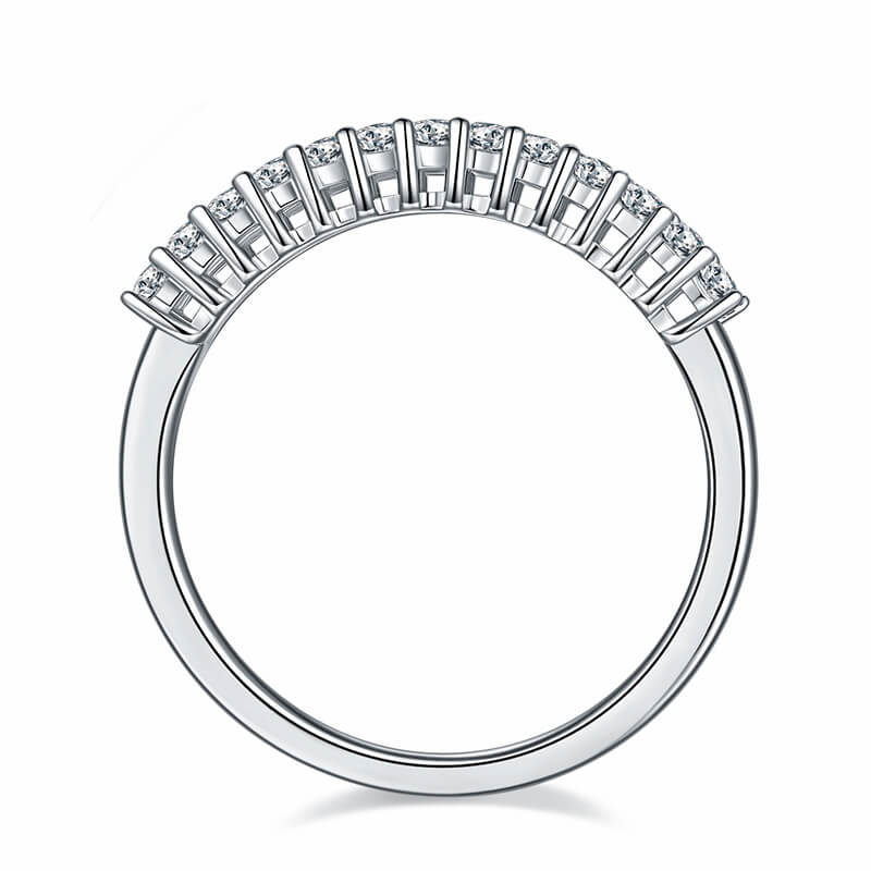 Thirteen Stone Emerald Cut Moissanite Half Eternity Wedding Band Ring
