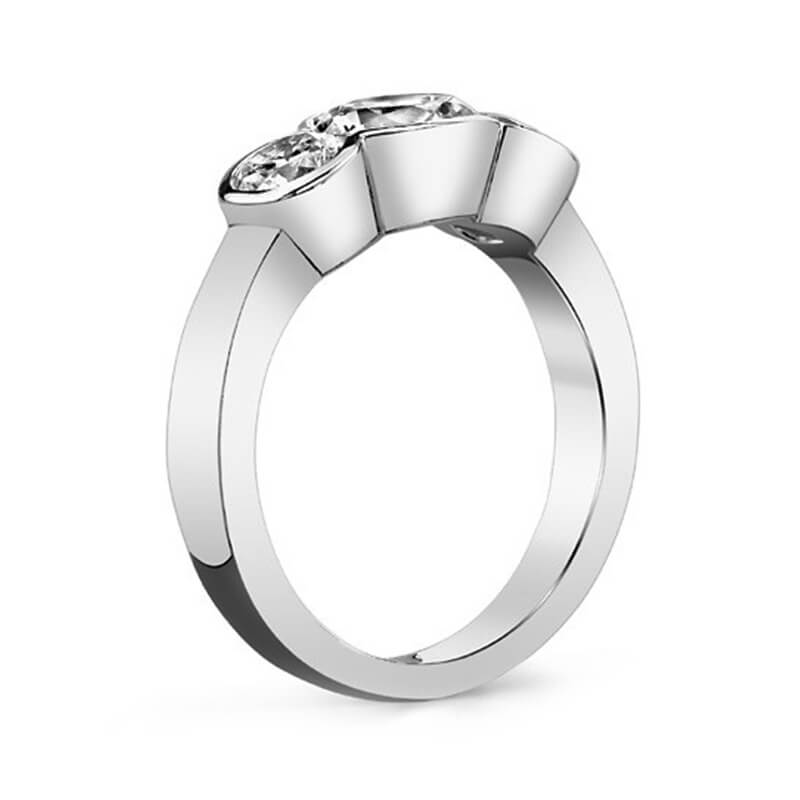 Three-Stone Bezel Set Round Moissanite Engagement Ring