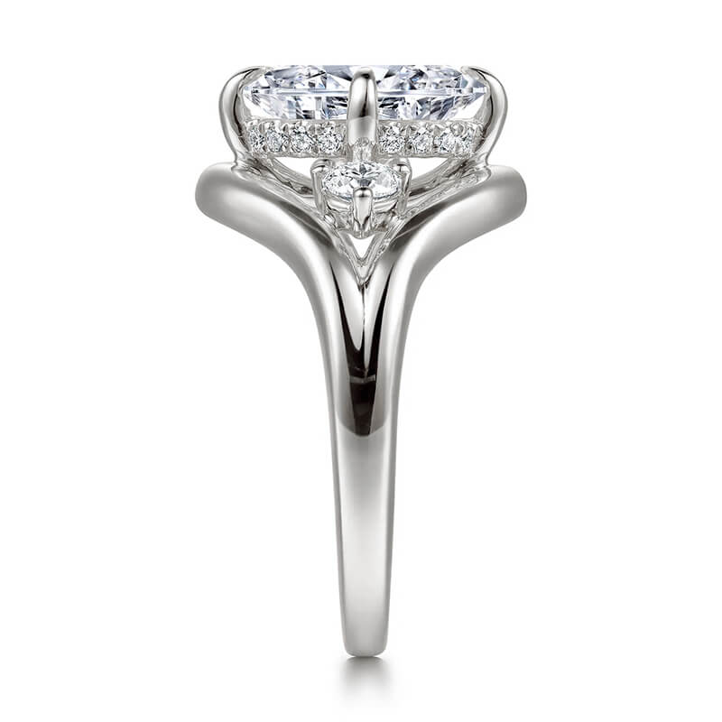 Three-Stone Oval Moissanite Split Shank Engagement Ring