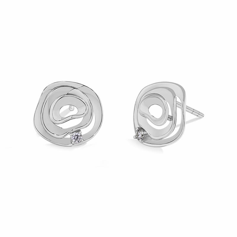Three Layer Bloom Moissanite Stud Earrings In Sterling Silver